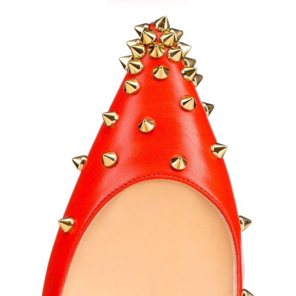 EUC [Christian Louboutin] Degraspike Red Stiletto Heels Pumps Women’s 37 / US 7 - Picture 4 of 16